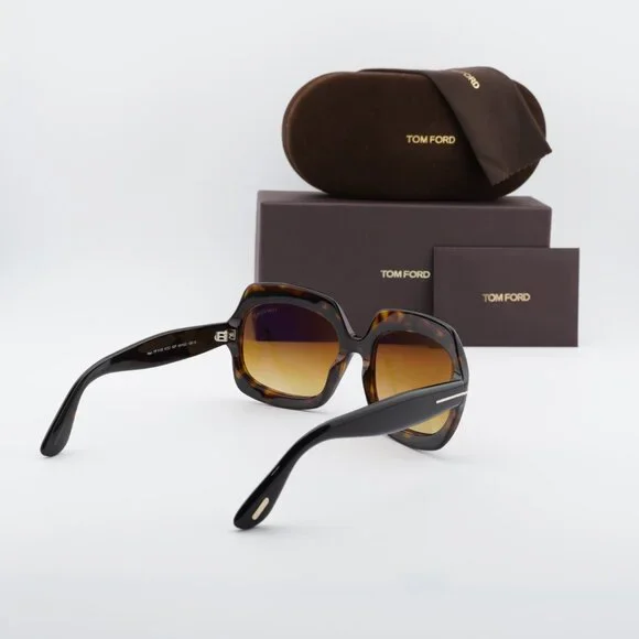 Tom Ford Ren FT1155 52F Sunglasses Havana Square Frame, Brown Lenses